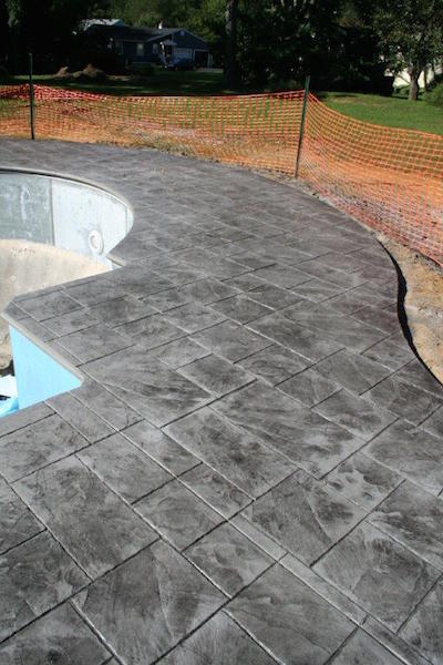 stamped concrete pool patio project in Red Bank, NJ